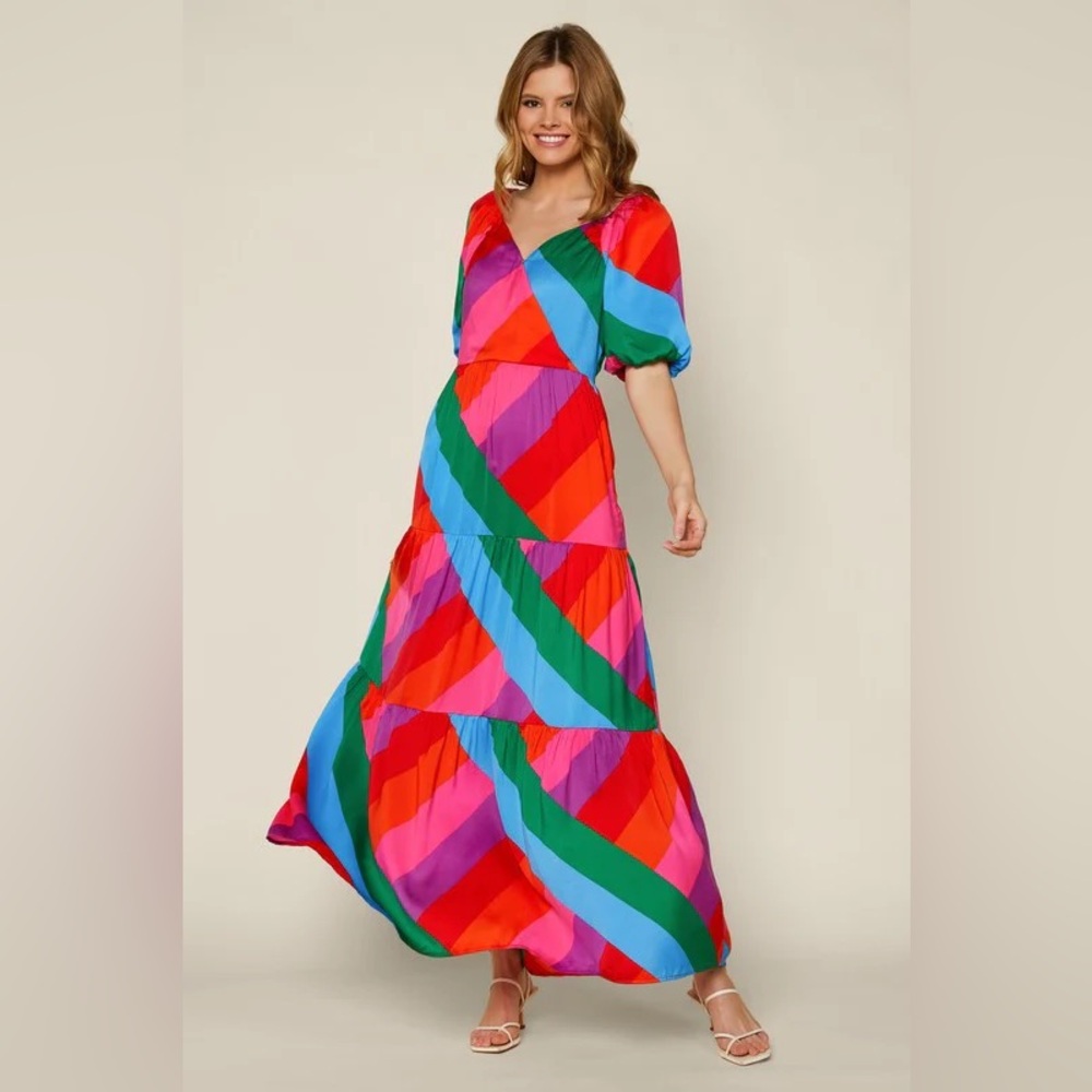 Skies Are Blue Multicolor Striped Maxi Dress - Picture 1 of 14